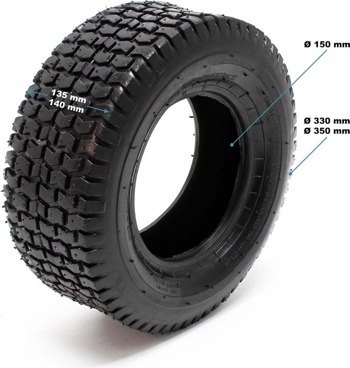 Actual product image Wiltec Tyre for lawn mower 15x6.00-6 4pr with innner tube and curved valve stem garden tractor