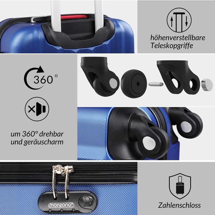 Immagine prodotto Monzana Set di valigie (89 l, Bagaglio a mano (fino a 50 litri), M (50 - 90l), L (90 - 115l))