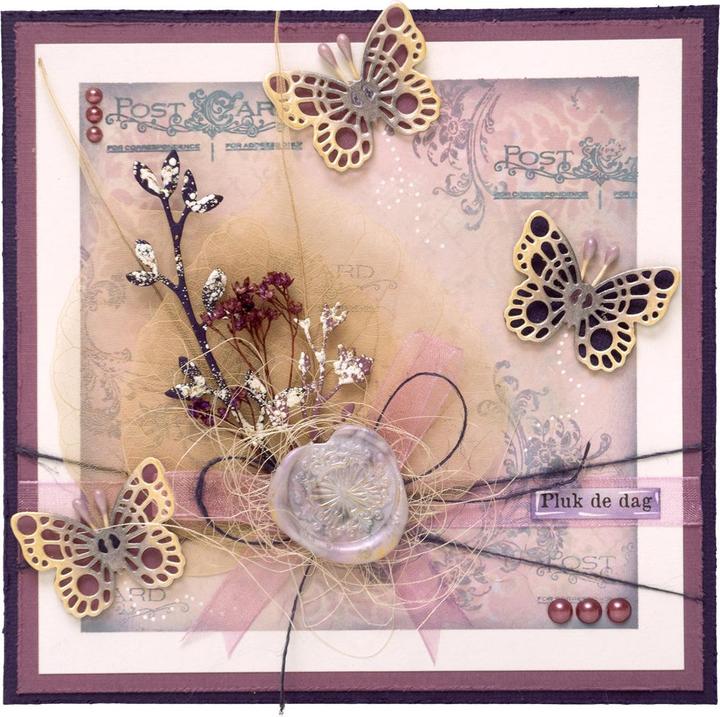 Actual product image art by marlene Wax Stamp "Embellished Butterfly"