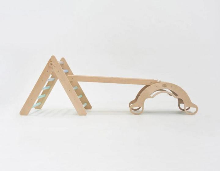Immagine prodotto Montessori Scala + lavagna bifacciale + altalena in legno - colore Mint ® by busy kids