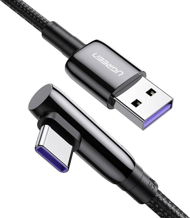Actual product image Ugreen Cable USB to USB-C US317 Angled, 2m (black) (2 m, USB 2.0)