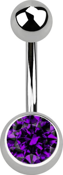 Produktbild Star Piercing Banane silber mit Kugel und Kugel Kristall violett (ohne Messing, Titan G23)