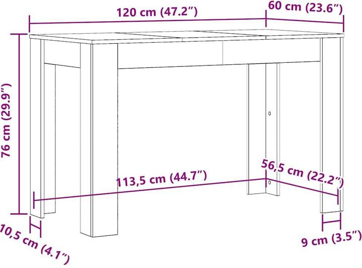 Immagine prodotto VidaXL Esstisch Altholz-Optik 120x60x76 cm Holzwerkstoff (120 x 60 x 76 cm)