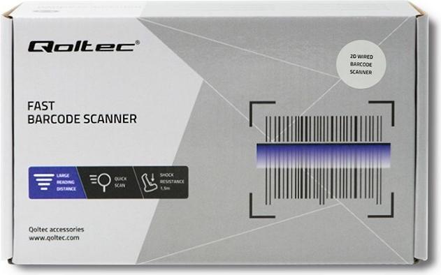 Actual product image Qoltec 50863 Wired QR & BARCODE Scanner | USB (2D barcodes)