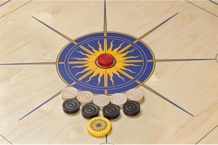 Actual product image Philos Carrom standard, blue yellow, wooden board game, 2 - 4 players, 6 years and up (English)