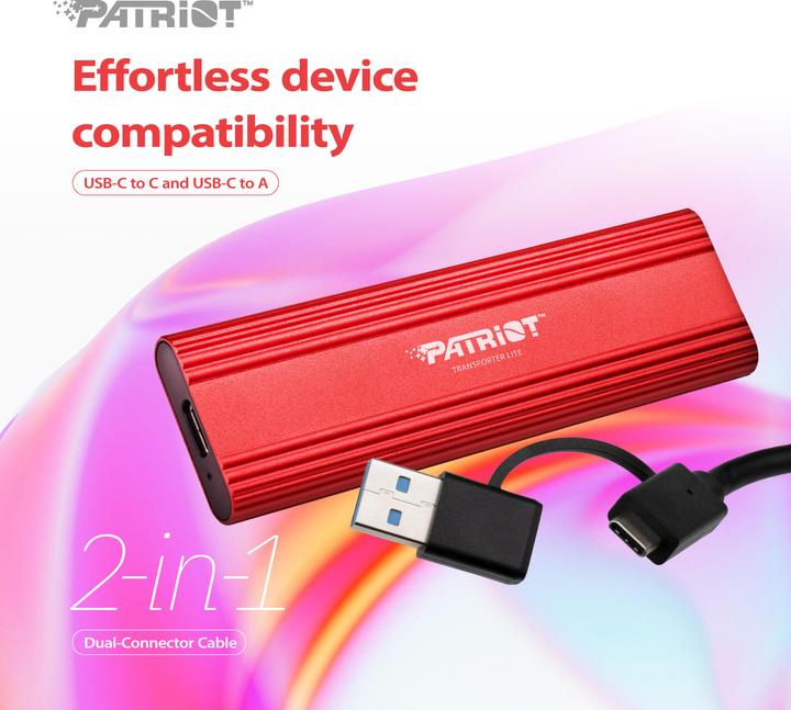 Actual product image Patriot Transporter LT 1TB USB3.2 Type-C SSD 1000 MB/s Aluminium (1000 GB)