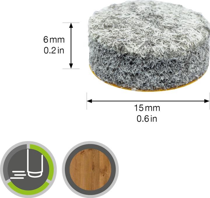 Produktbild Filzgleiter ø 15 mm 16 Stk. (Filzgleiter, 16 Stück)