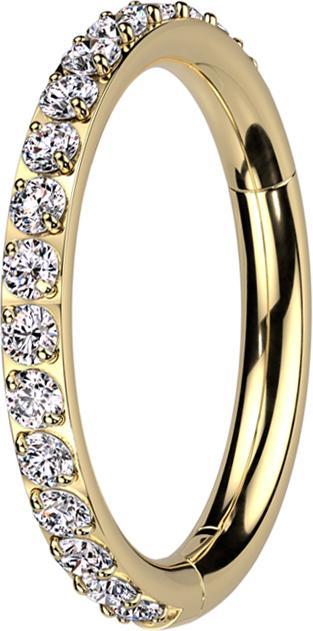 Actual product image Star Piercing Micro segment ring hinged gold plated side crystals silver (without brass, Titanium G23)