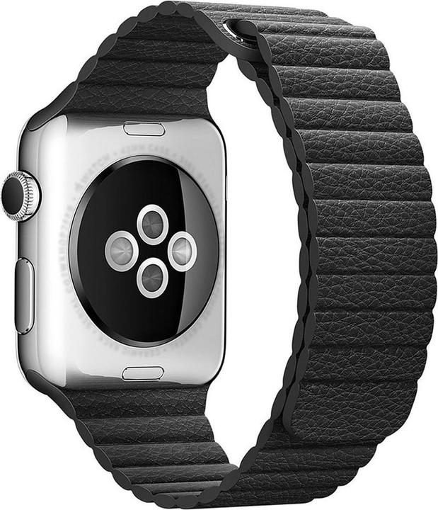 Cover-Discount Apple Watch 42 / 44mm - leather strap with magnetic loop black (44 mm, 42 mm, Silicone, Faux leather)