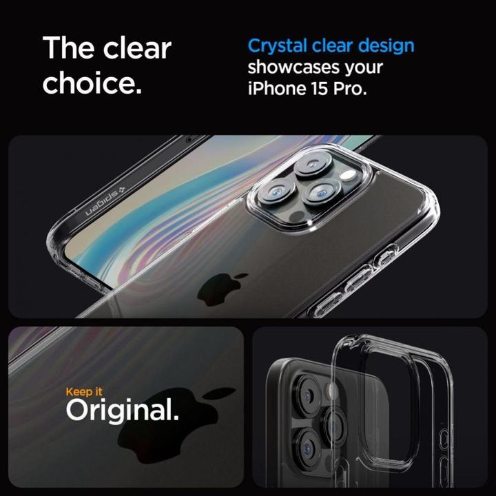 Immagine prodotto Spigen Custodia Ultra Hybrid per iPhone 15 Pro - grigio trasparente (Apple iPhone 15 Pro)