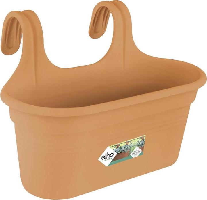 Elho Easy Hanger Green Basics balcony box, oval, 26x36x25.7 cm, made of plastic in terracotta (26.20 cm)