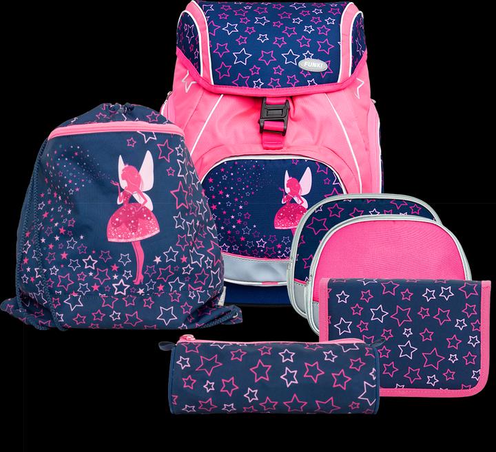 Funki Schulthek-Set Flexy-Bag Neon Edition Pink Fairy 6-teilig (28 l)