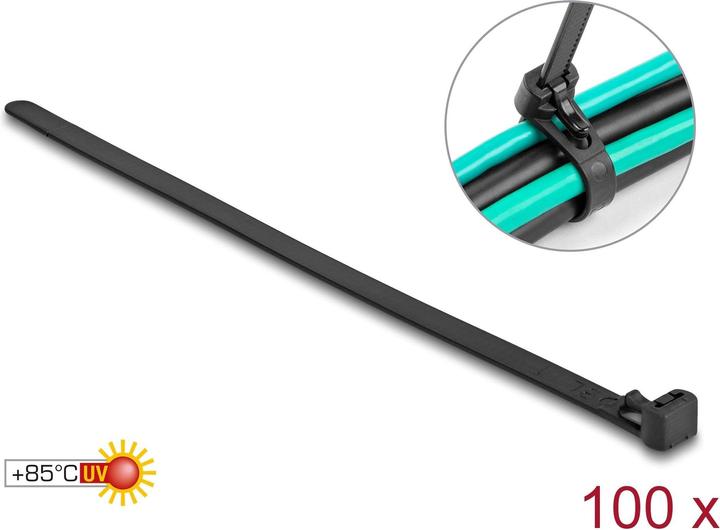 Image du produit Delock Colliers de serrage réutilisables résistants à la chaleur L 150 x l 7,5 mm 100 pièces noir (Serre-câbles en plastique, 150 mm, 100 pcs)
