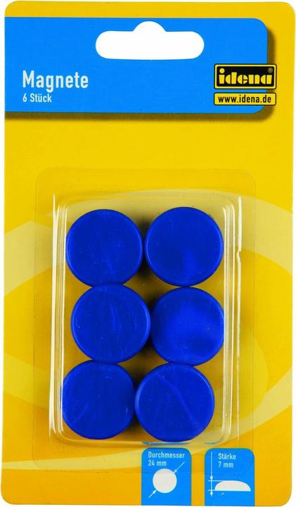 Actual product image Idena Magnets round 6 pieces, blue, Ø24mm (6 x)