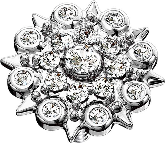 Star Piercing Dermal Anchor silber Vintage Blume (Chirurgenstahl 316L, Messing)