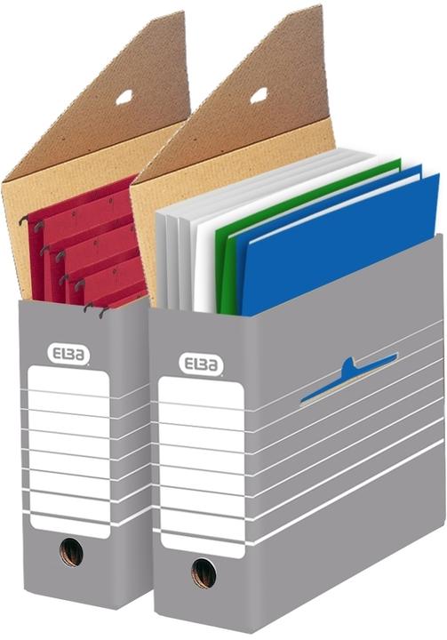 Actual product image Elba tric archive box, width 95 mm, for A4, grey-white made of sturdy corrugated cardboard, dimensions: (A4)