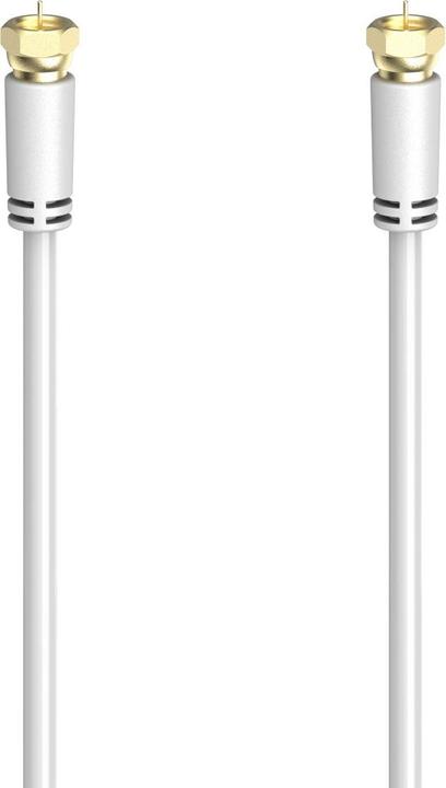 Immagine prodotto Hama Cavo di collegamento SAT, spina F - spina F, placcato oro, 5 m, 100 dB, bianco (100 dB, Cavi antenna)