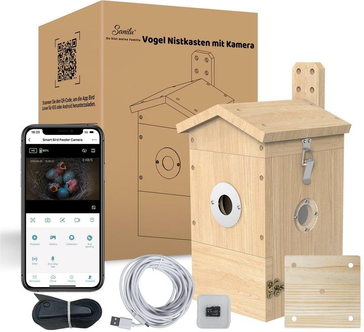 Sanilu Clean Sanilu Vogel Nistkasten mit Kamera, Tierart: Vogel, Produkttyp