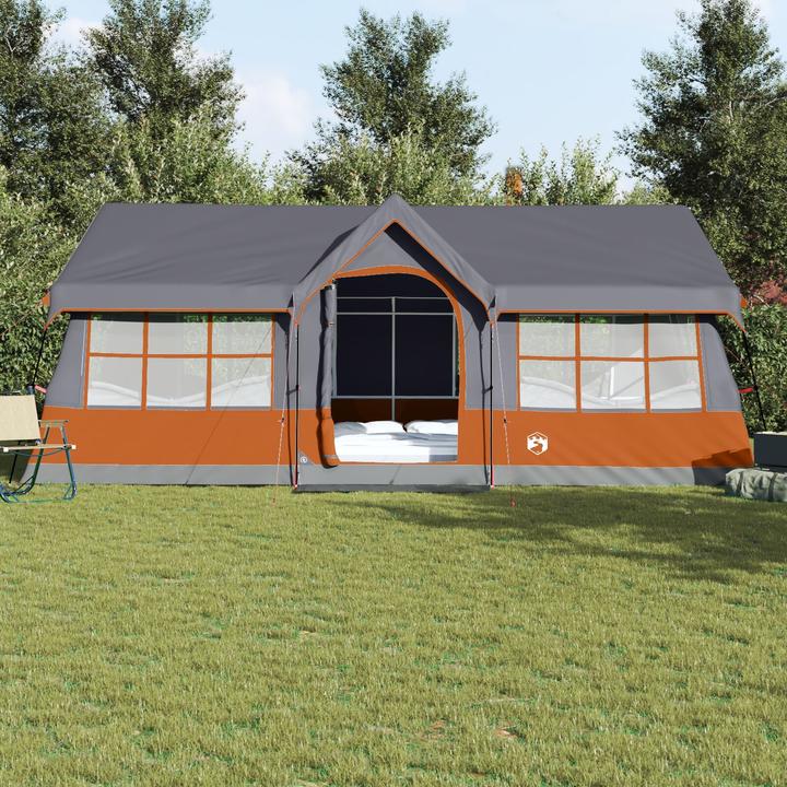Produktbild VidaXL Campingzelt mit Fenstern Grau und Orange 12-Personen Wasserdicht (Kuppelzelt)