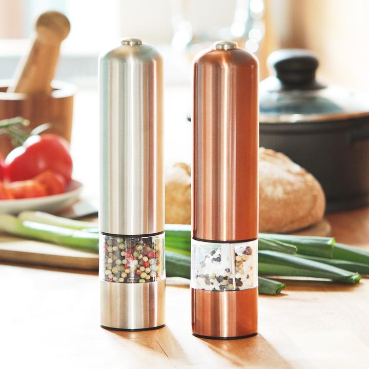 Produktbild Relaxdays Elektrische Pfeffermühle (Meersalz, Pfeffer, Chili)