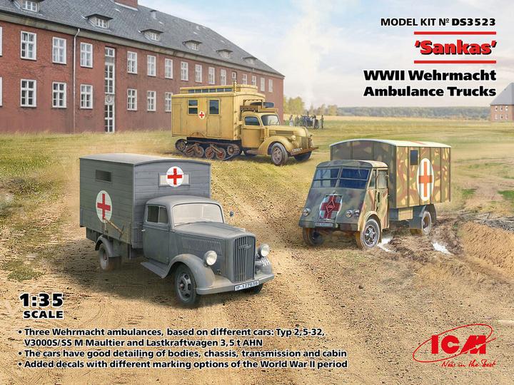 Actual product image ICM Sankas' WWII Wehrmacht Ambulance Trucks