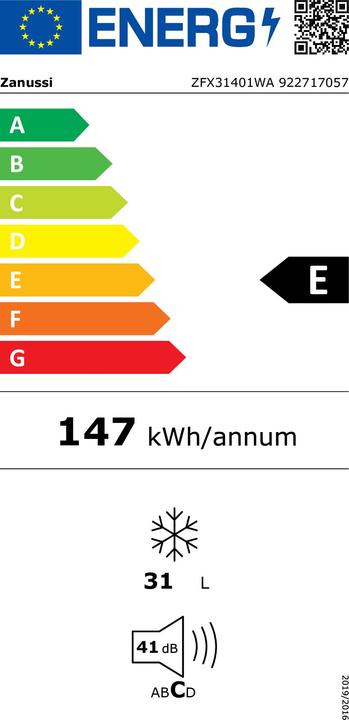 Energie-Label Zanussi ZFX 31401 WA (Freistehend, 30 l)