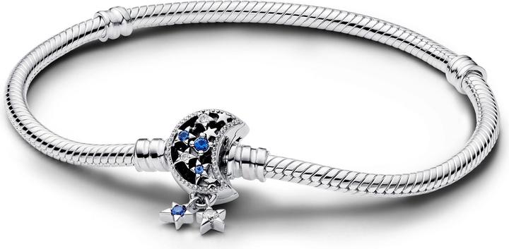Pandora Moments Schlangen Gliederarmband mit Funkelndem Mond Verschluss (19 cm, Silber 925)