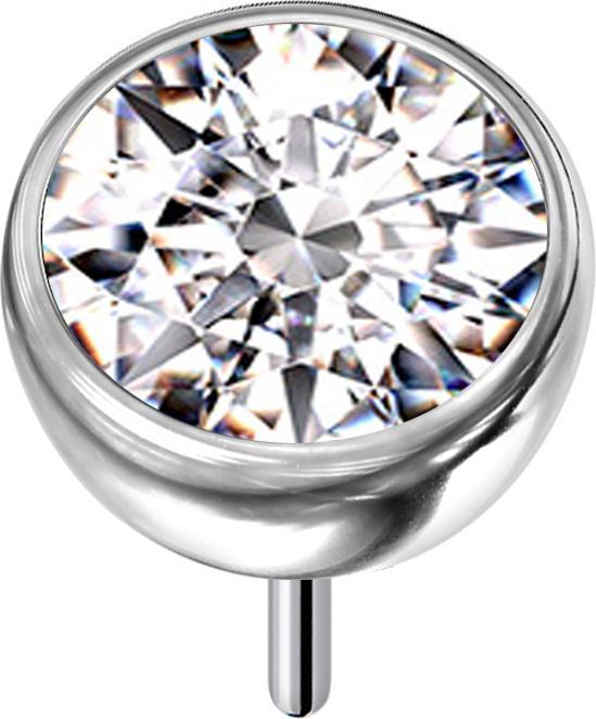 Produktbild Star Piercing Threadless Halbkugel silber mit Kristall silber (Titan G23, ohne Messing)