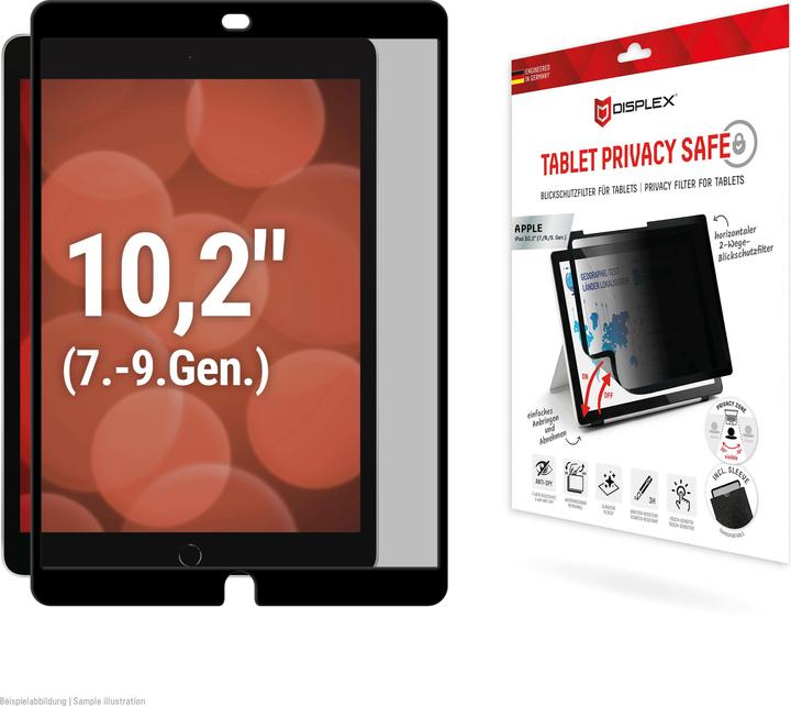 Productafbeelding Displex Tablet Privacy Safe, Tablet Blickschutzfolie (1 Stuk, IPad 7e gen. 2019, iPad 8, IPad 9, iPad Air 2019 (3e generatie))