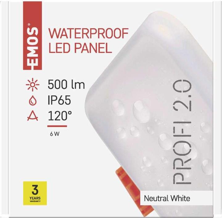 Image du produit Emos Luminaire LED encastré 75x75, carré, blanc, 6W blanc neutre, IP65 (500 lm)