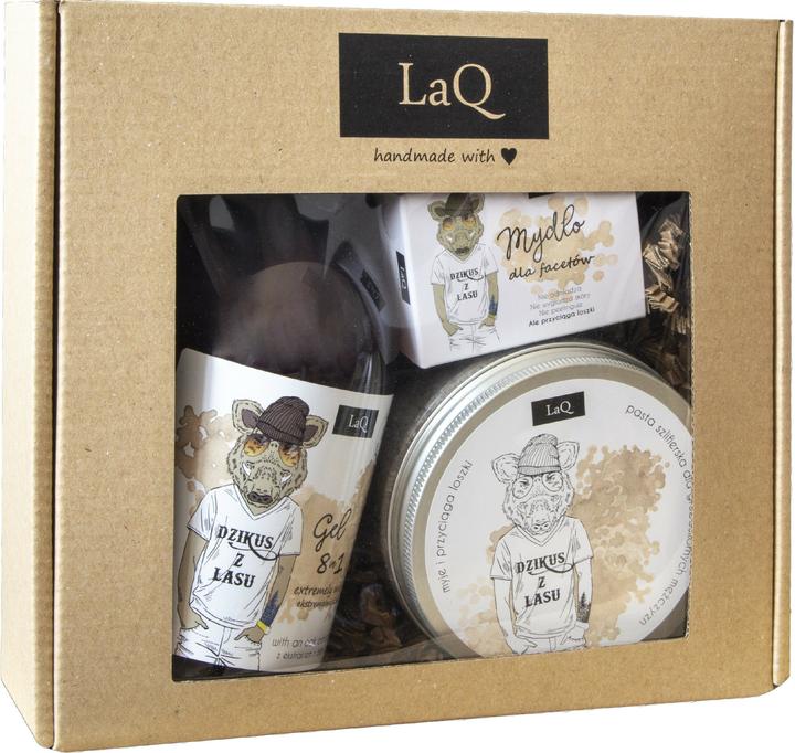 Produktbild LaQ Zestaw prezentowy dla mężczyzn Dzikus z Lasu (pasta 200ml+żel pod prysznic 8w1 300ml+mydło 85ml) (Rasierset)