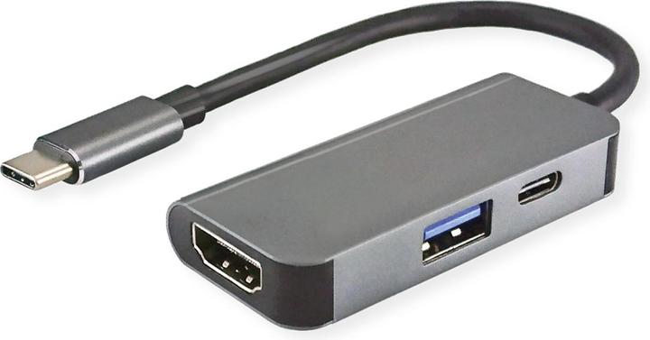 Actual product image Value Display Adapter USB Type C - HDMI + USB 3.2 Gen 1 A + Type C PD (HDMI, USB 3.0, USB-C, 10 cm)
