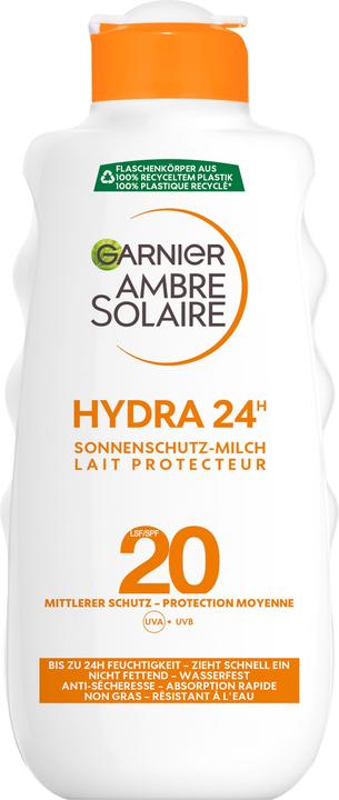 Produktbild Garnier Ambre Solaire Hydra 24 (Sonnenmilch, SPF 20, 200 ml, 280 g)