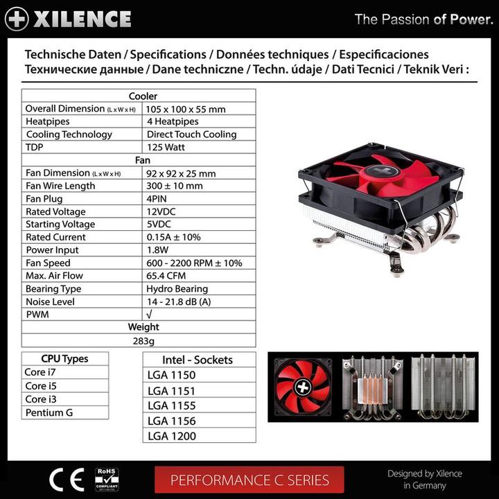 Actual product image Xilence Intel, 600-2200 ± 10% RPM, 65.4 CFM, 14 - A (25 mm)