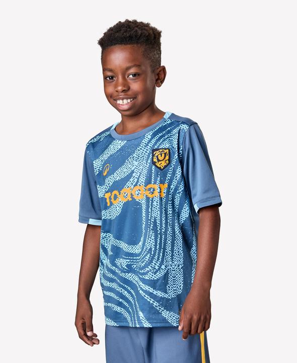 Kipsta Kinder Fussball Trikot kurzarm - VIRALTO Kids Roarrr Cheetah blau/grau