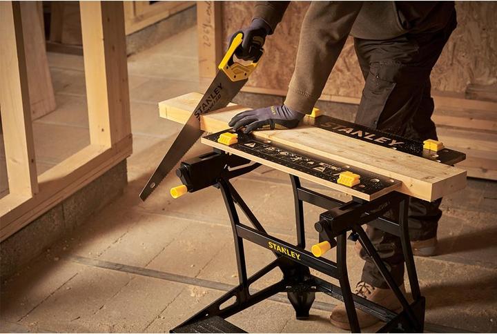 Produktbild Stanley Workmate mit Bambus-Arbeitsplatte und dualer Arbeitshöhe, belastbar bis 250kg (50.50 cm, 54 cm)