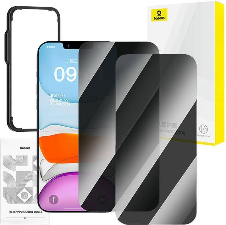 Actual product image Baseus privacy tempered glass Superior for iP 11Pro/X/XS +2x cleaning kit i EasyStick (1 Piece, Apple iPhone XS, Apple iPhone 11 Pro, Apple iPhone X)
