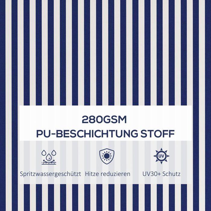 Produktbild Swisshandel24 3,5x3 m Markise Wandmontage Balkonmarkise mit Handkurbel, Sonnenschutz, Sonnendach Alu Blau+Weiss (2.90 m)