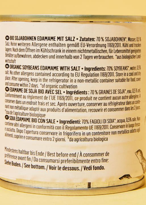 Valeurs nutritives et ingrédients KoRo Edamame de soja bio au sel (1560 g)