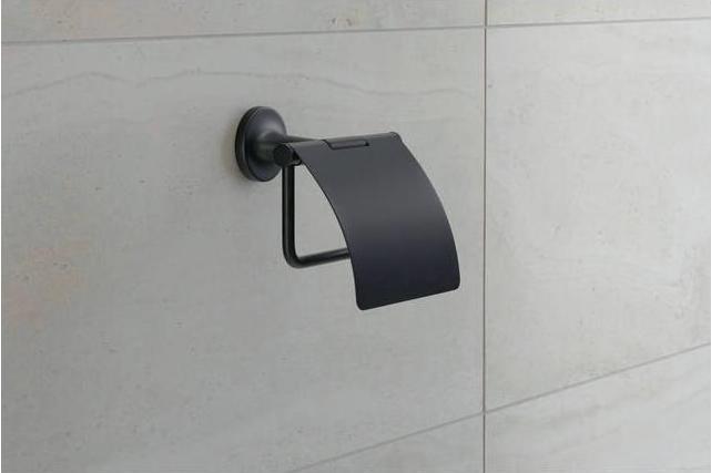 Actual product image Duravit Paper roll holder STARCK T with lid black matt