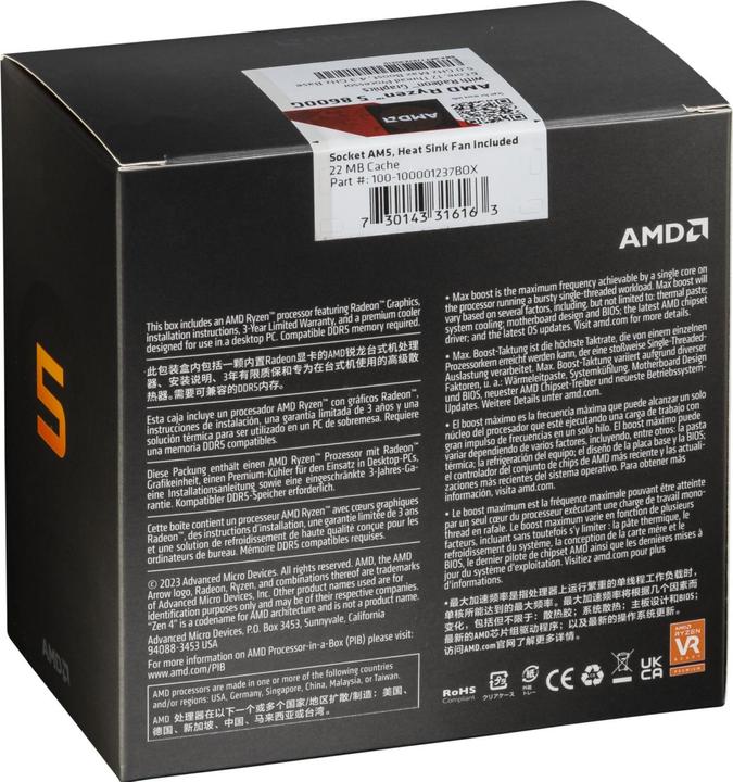 Productafbeelding AMD Ryzen 5 8600G (AM5, 4.30 GHz, 6 -Core)