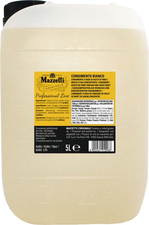 Immagine prodotto Mazzetti MZ Condimento Balsamico Bianco 5L (5000 ml)