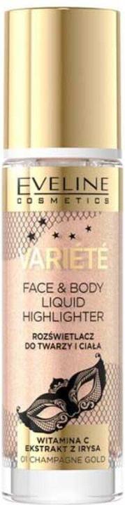 Eveline Variete Liquid Highlighter Liquid Highlighter For Face And Body 01 Champagne Gold 30Ml (Champagne Gold, Highlighter)