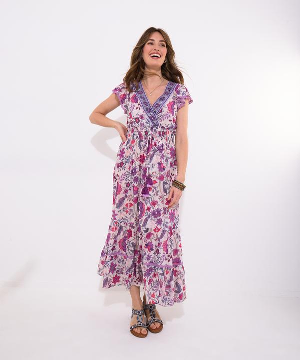 Produktbild Joe Browns Border Print Floral Shirred Waist V-Neck Tassel Dress (12)