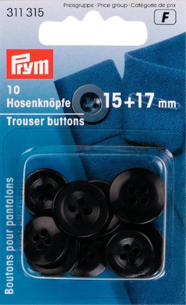 Immagine prodotto Prym Bottone per pantaloni, nero 15 + 17 mm, 10 pezzi.