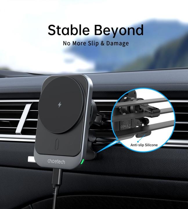 Image du produit Choetech Support voiture T206-F avec chargeur inductif jusqu'à 15W - noir