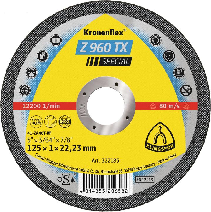 Immagine prodotto Klingspor Z 960 TX Special - dischi da taglio 125 x 1 x 22,23 mm