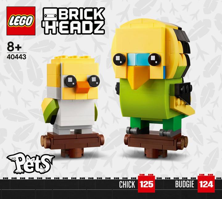 Actual product image LEGO BrickHeadz Budgie 40443 (40443, LEGO Brickheadz, LEGO Rare Sets)