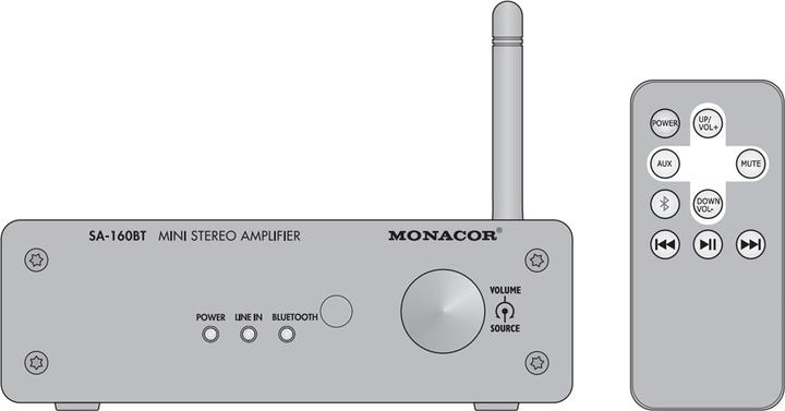 Actual product image Monacor SA-160BT - 2.0 channels - 60 W - 99 dB - 30 W - 20 - 20000 Hz - terminal block connection (Amplifier)