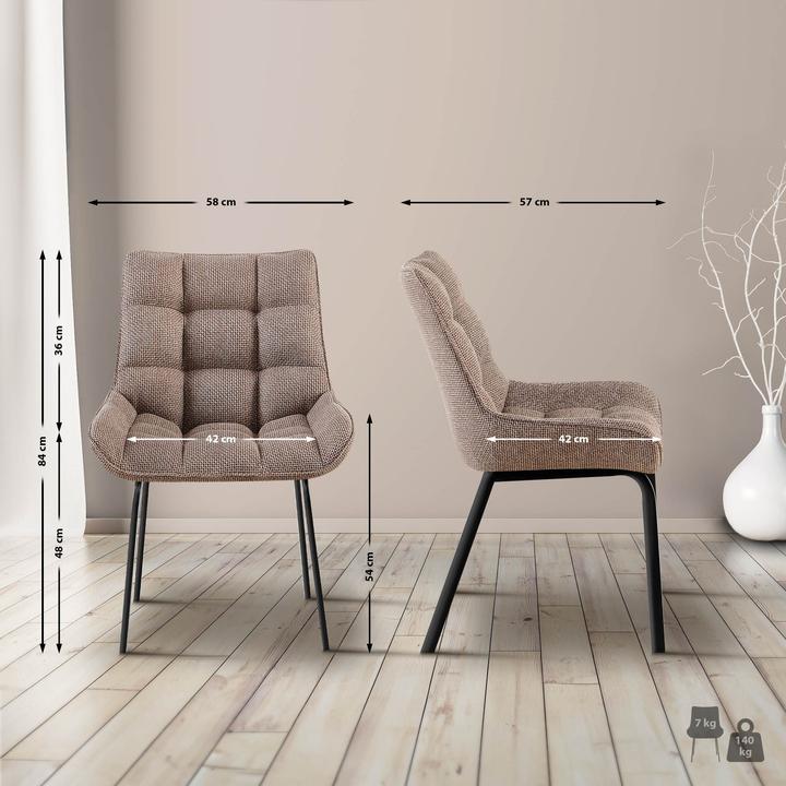 Image du produit Swisshandel24 Chaise Saranda Tissu noir, brun terra